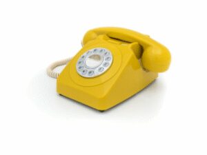 GPO 746 druktoets retro telefoon Mustard